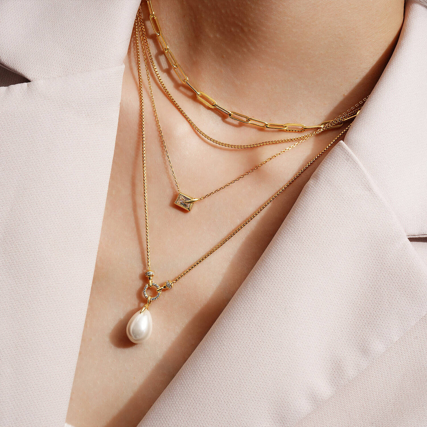  TRAILBLAZER - Link necklaces - Silver / 14kt GP - 43cm